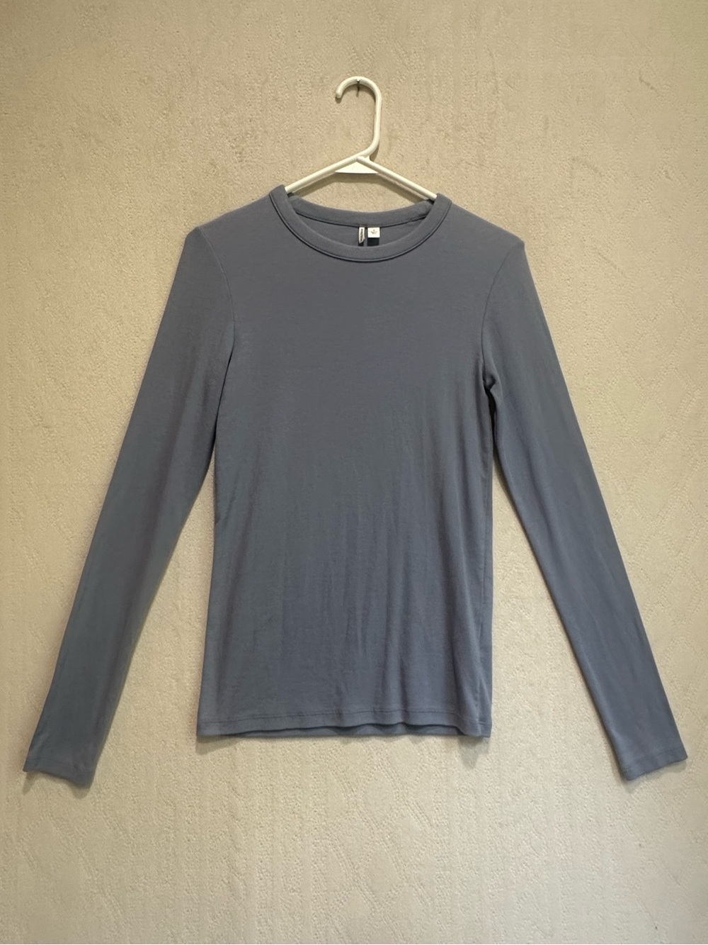 Nordstrom Women's Pima Cotton Long Sleeve Crewneck Tee Slate Blue Sz S Layering